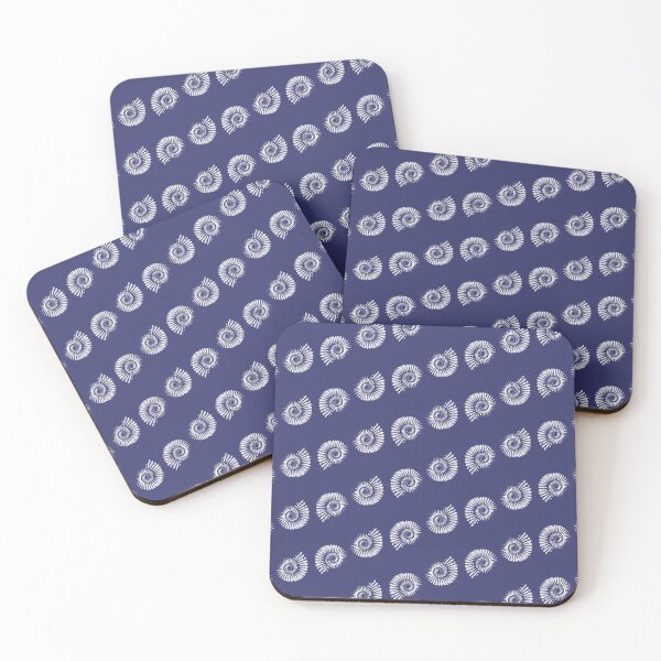 Item preview, Ammonites neutral white on navy designed and sold by LisaLeQuelenec.