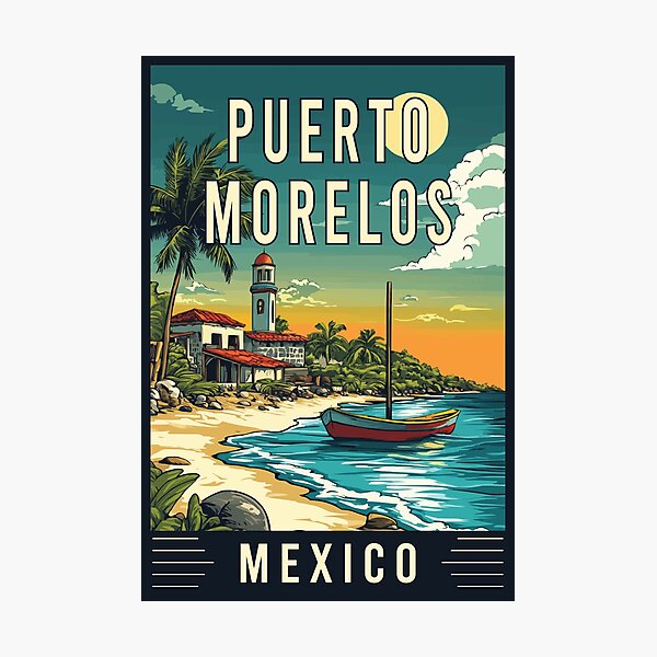 Item preview, Discover the Coastal Charm of Puerto Morelos in Mexico - Vintage Travel Art designed and sold by turtlestart.