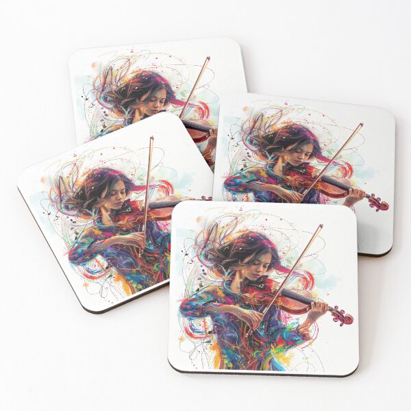Item preview, Colorful Girl Violin Player Painting Romantic Art Abstract Musician Artwork Virtuoso Abstract Musician Paintings designed and sold by fansyartdesign.