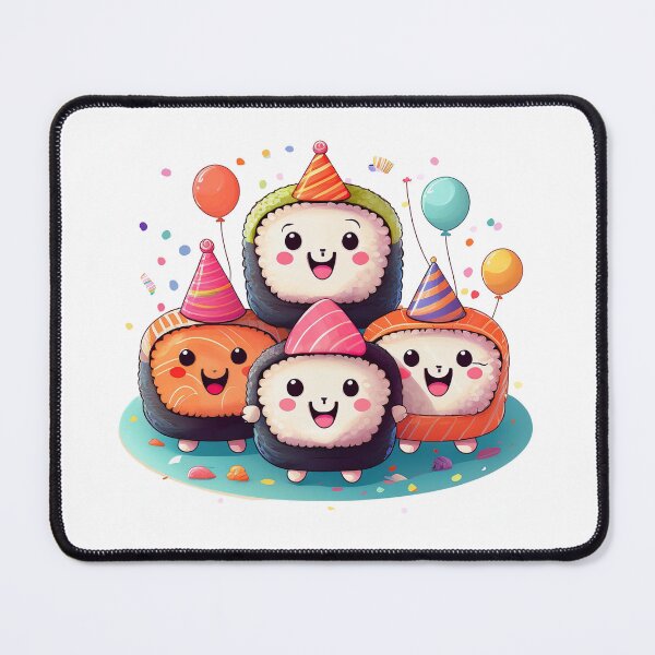 Item preview, "Sushi Party: Smiling Faces in Birthday Hats" designed and sold by WDDesignShop.