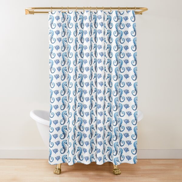 Item preview, Blue Seahorses & Coral Stripes designed and sold by InGFocus.
