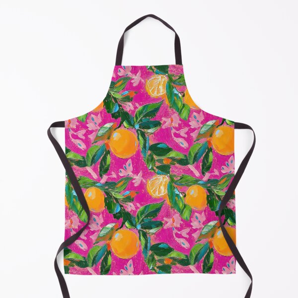 Item preview, Naranjas y hojas de estilo preppy sobre pintura al óleo de color rosa intenso designed and sold by SophieClimaArt.