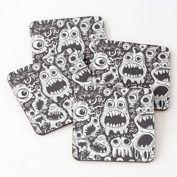 Item preview, A seamless pattern of cartoon monsters with exaggerated expressions serialism Design.  designed and sold by HEMRO.
