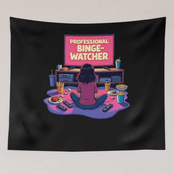 Item preview, Professional Binge-Watcher Funny TV Lover Design designed and sold by QuirkPrint.