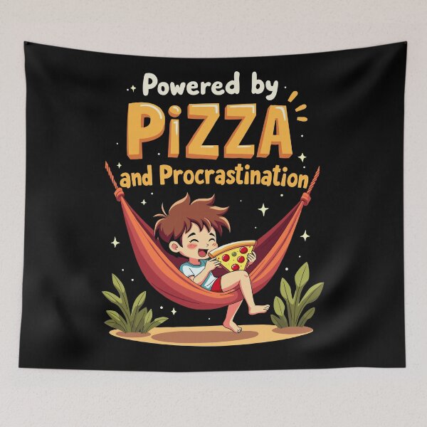 Item preview, Powered by Pizza and Procrastination Fun Lazy Day Design designed and sold by QuirkPrint.