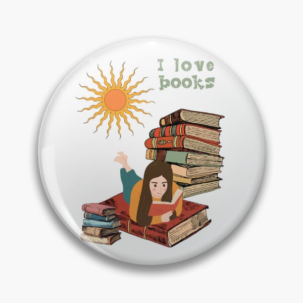 Item preview, I love books ver. 2- for lovers of reading books design in retro colors for those who love to read while lying down designed and sold by WorldByEsi.