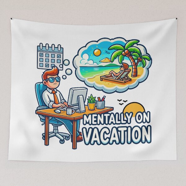 Item preview, Mentally on Vacation Funny Office Life Design designed and sold by QuirkPrint.