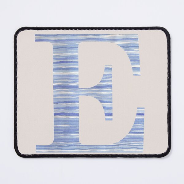 Item preview, Letter E Blue Watercolor Stripes Monogram Initial designed and sold by theartofvikki.