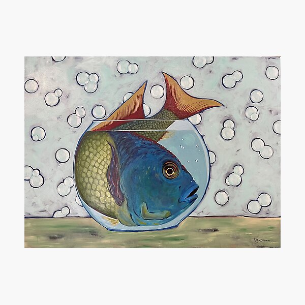 Item preview, Giant Fish in Fishbowl with Bubbles designed and sold by artthatrocks.