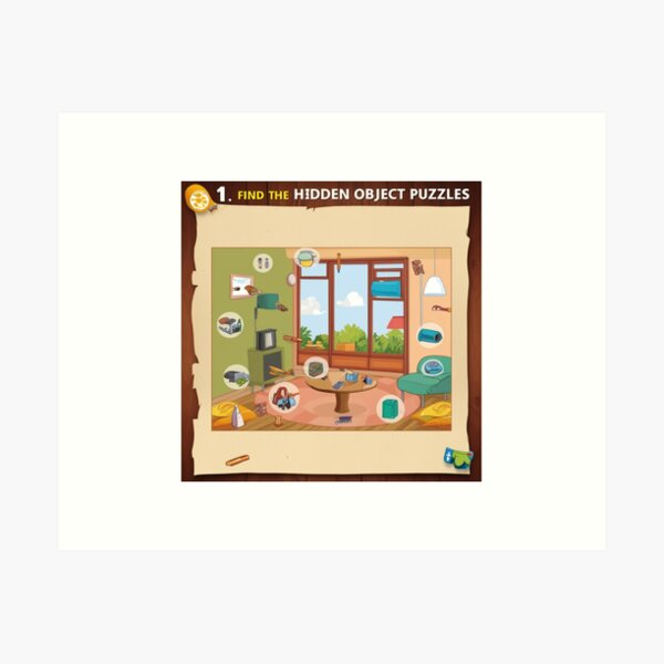 Vista previa del artículo con la obra «Habitación atractiva con rompecabezas de objetos ocultos», diseñado y vendido por merve02shop.