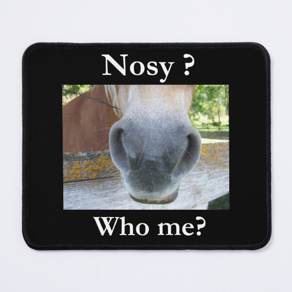 Item preview, Nosy? Who Me? Classic Horse Black Tee designed and sold by GeekySexyCool.