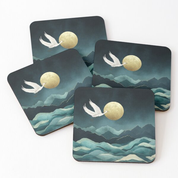 Item preview, Whooping crane on a nocturnal ocean designed and sold by ElysiArt.