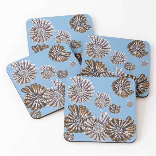 Item preview, Ammonites on a blue background. designed and sold by OksArt22.