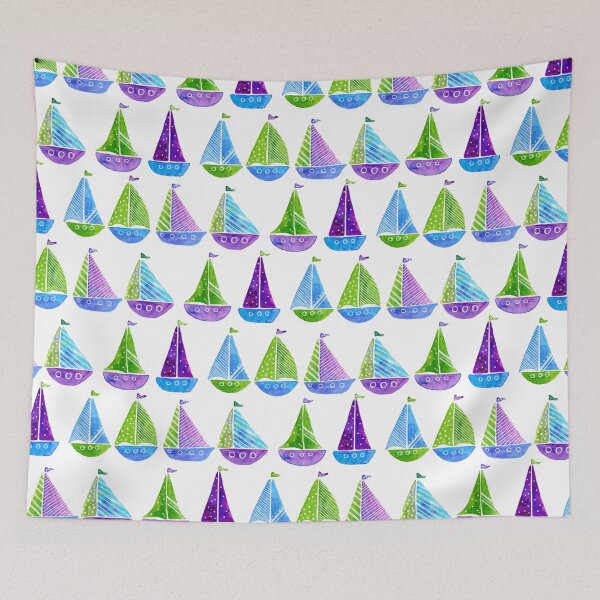 Item preview, Watercolors colorful boats designed and sold by purplesparrow.