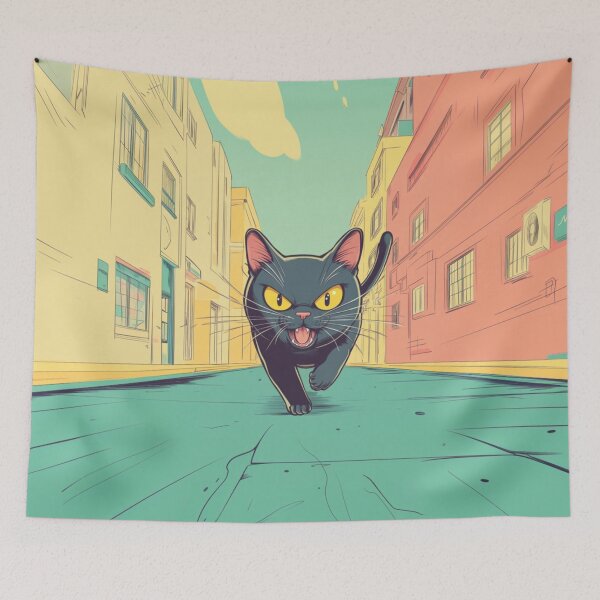 Item preview, Black Cat On a Mission Through Streets Running designed and sold by memememescat.
