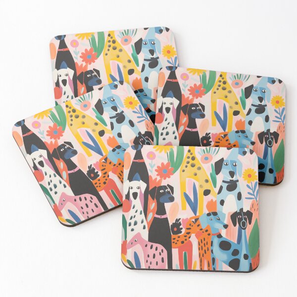 Item preview, Matisse-Inspired Colorful Dog Parade designed and sold by PuffPals.