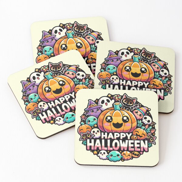 Item preview, Cute Happy Halloween Ghost Pumpkin Cat Candy Friends designed and sold by Victor Shadehorn.