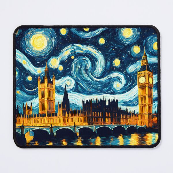 Item preview, London cityscape Starry Night Van Gogh Style designed and sold by EmeraldeaArt.
