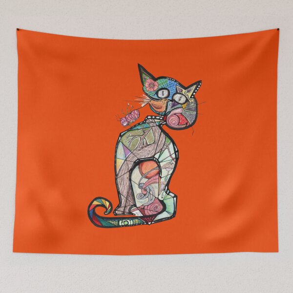 Item preview, Stained glass cat and crazy ant dance designed and sold by bibiwildstudio.