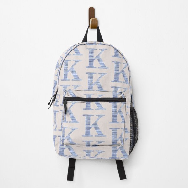 Item preview, Letter K Blue Watercolor Stripes Monogram Initial designed and sold by theartofvikki.