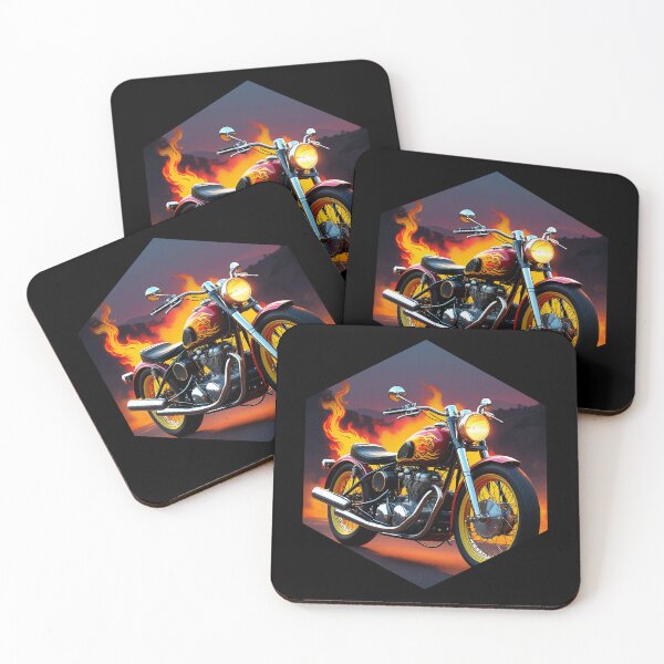 Item preview, Vintage Motorcycle with Flames designed and sold by AbsoluteA.