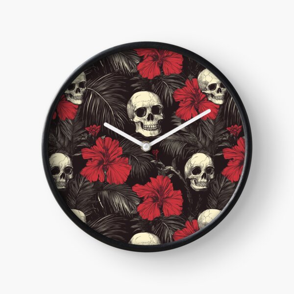 Item preview, Gothic Skull, Palm Trees and Hibiscus Flowers Pattern - Tropical Dark Aesthetic designed and sold by Raul Divaine.