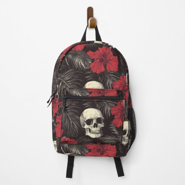 Item preview, Gothic Skull, Palm Trees and Hibiscus Flowers Pattern - Tropical Dark Aesthetic designed and sold by Raul Divaine.