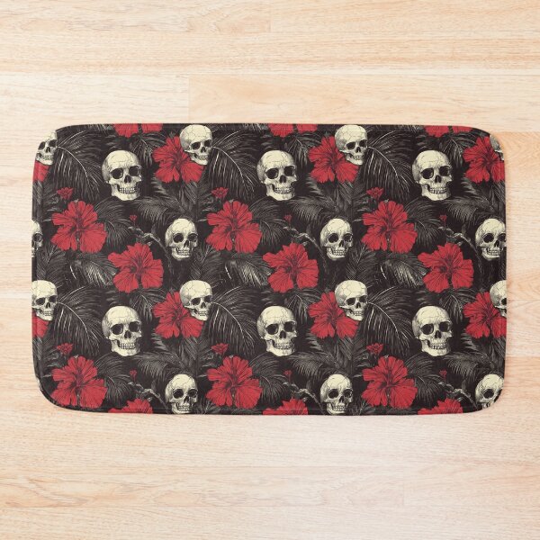 Item preview, Gothic Skull, Palm Trees and Hibiscus Flowers Pattern - Tropical Dark Aesthetic designed and sold by Raul Divaine.