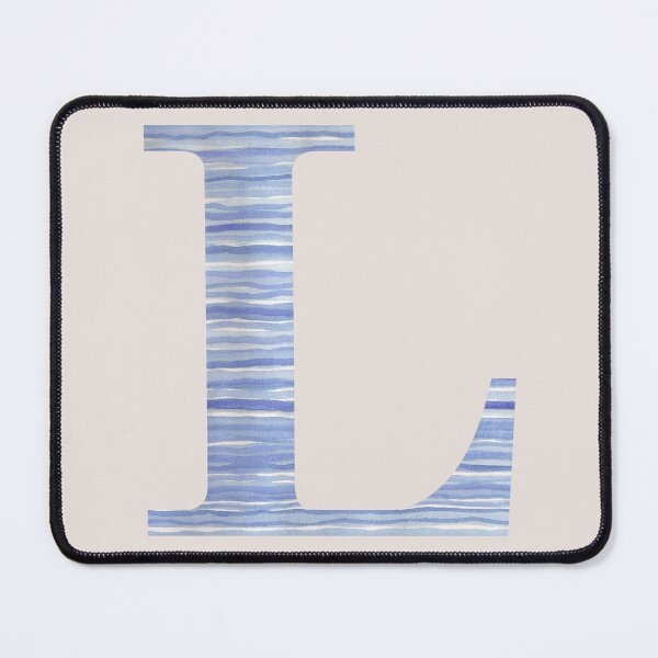 Item preview, Letter L Blue Watercolor Stripes Monogram Initial designed and sold by theartofvikki.