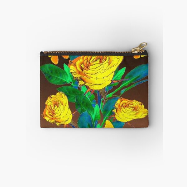 Item preview, SHADED BROWN YELLOW ROSES & BUTTERFLIES ART designed and sold by sharlesart.