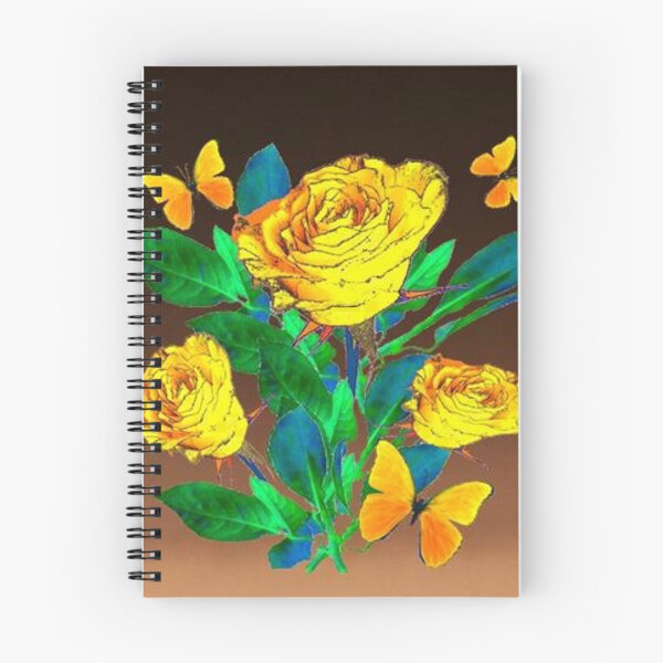 Item preview, SHADED BROWN YELLOW ROSES & BUTTERFLIES ART designed and sold by sharlesart.