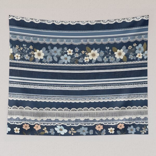 Item preview, IMAGE PRINT ONLY Lacy Flowers Vintage Lace Look and Faux Denim 3 of 4 designed and sold by Beachy.