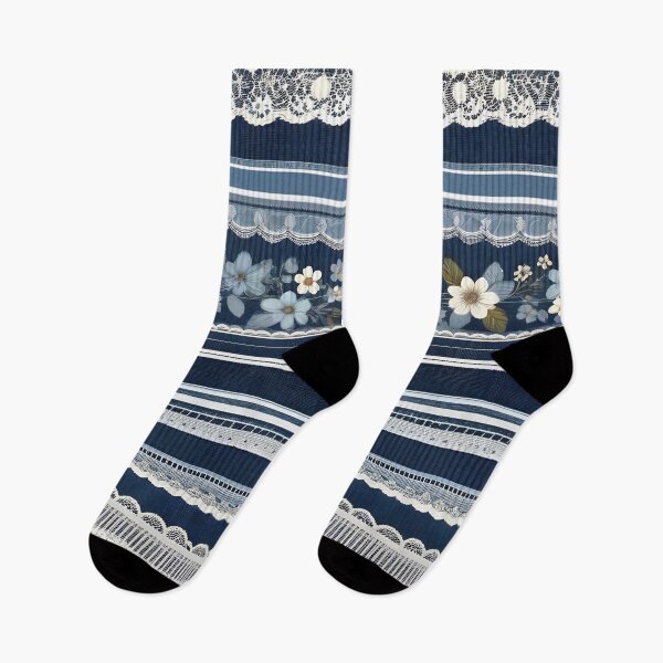 Artikelvorschau, BILD NUR DRUCKEN Spitzenblumen Vintage Spitzenoptik und Faux Denim 3 von 4 entworfen und verkauft von Beachy.