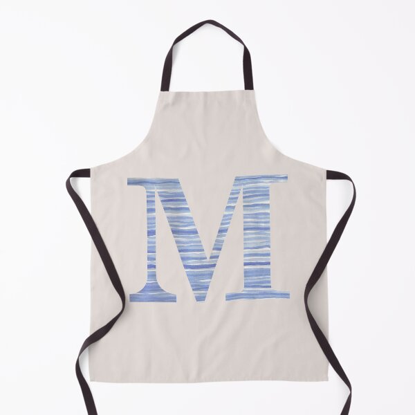 Item preview, Letter M Blue Watercolor Stripes Monogram Initial designed and sold by theartofvikki.