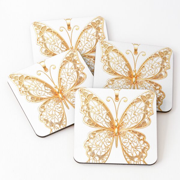Item preview, Golden butterfly pendant with delicate filigree patterns designed and sold by Ulykit.