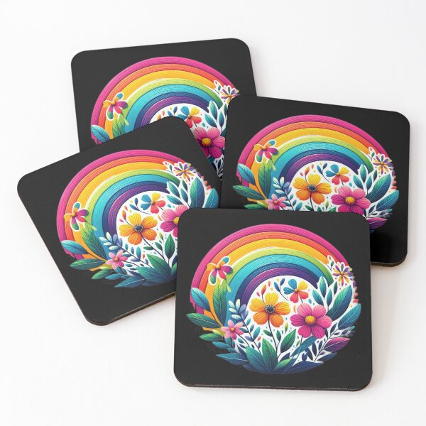 Item preview, colorful flowers with a colorful rainbow Botanical Beauty Floral Arrangements designed and sold by Expressions-Sel.