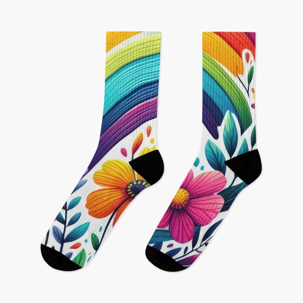 Item preview, colorful flowers with a colorful rainbow Botanical Beauty Floral Arrangements designed and sold by Expressions-Sel.