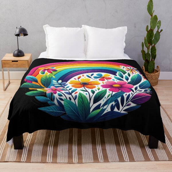 Item preview, colorful flowers with a colorful rainbow Botanical Beauty Floral Arrangements designed and sold by Expressions-Sel.