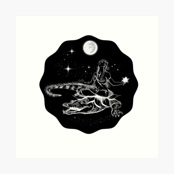 Item preview, Akhilanda with The Full Moon and Stars Yoga Art designed and sold by pnwthings.