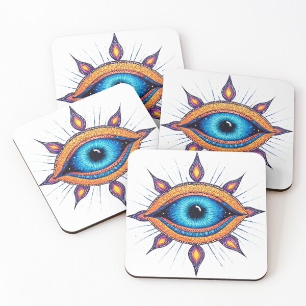 Item preview, Galactic Mandala with Cosmic Eye – Neon Colors and Starry Patterns designed and sold by rajasekhark.