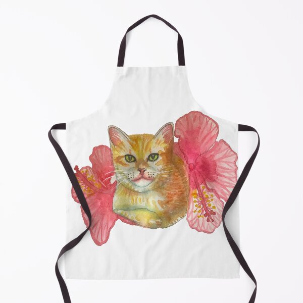 Item preview, Orange kitten with cayenne flowers in watercolor designed and sold by altairaleon.