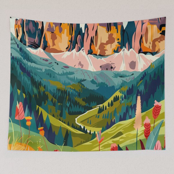 Aperçu de l'œuvre Italie Art Dolomites Alpes Illustration graphique créée et vendue par LVTFCOarts.