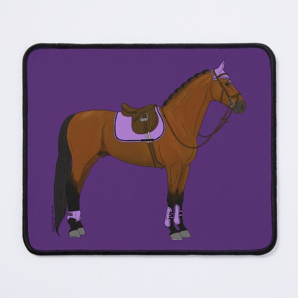 Item preview, Bay Hunter Jumper Horse with Lavender Accessories designed and sold by DappledMoon.