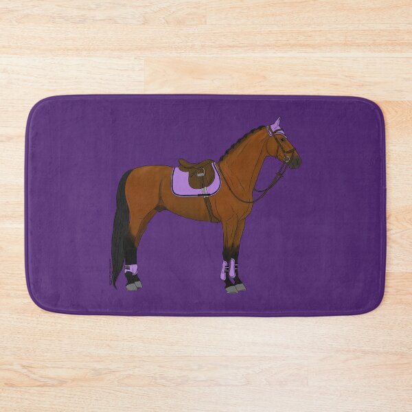Item preview, Bay Hunter Jumper Horse with Lavender Accessories designed and sold by DappledMoon.