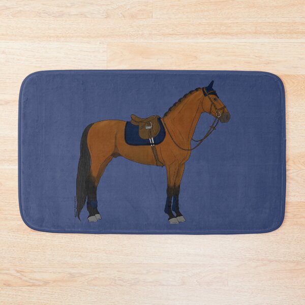 Item preview, Bay Hunter Jumper Horse with Navy Blue Accessories designed and sold by DappledMoon.