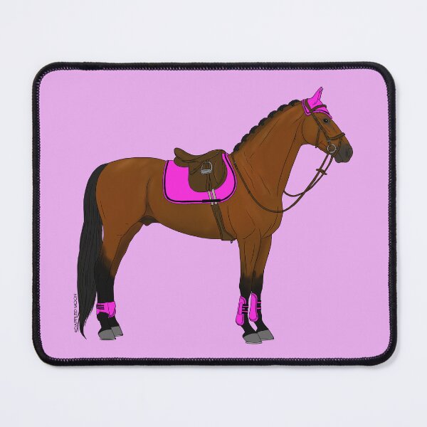 Item preview, Bay Hunter Jumper Horse with Hot Pink Accessories designed and sold by DappledMoon.