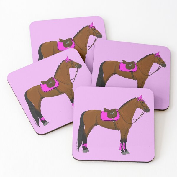Item preview, Bay Hunter Jumper Horse with Hot Pink Accessories designed and sold by DappledMoon.