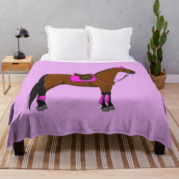 Item preview, Bay Hunter Jumper Horse with Hot Pink Accessories designed and sold by DappledMoon.
