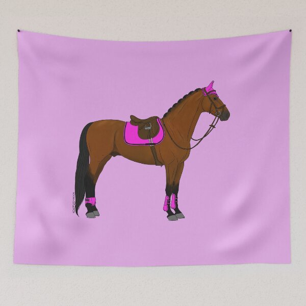 Item preview, Bay Hunter Jumper Horse with Hot Pink Accessories designed and sold by DappledMoon.
