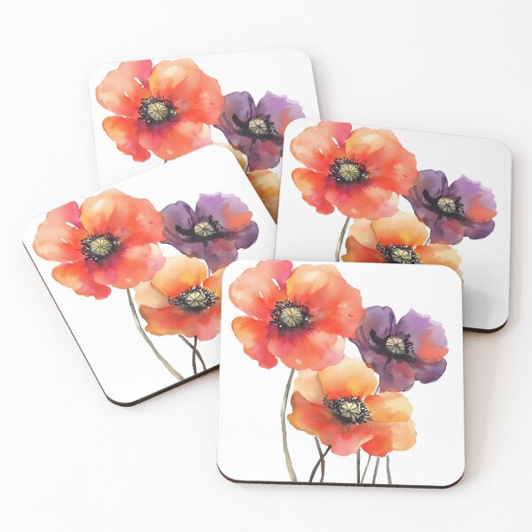 Item preview, Orange and Purple Poppies Watercolor designed and sold by pinkrhinoutpost.